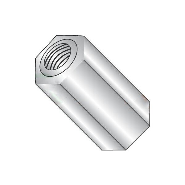 Newport Fasteners Hex Standoff, #6-32 Thrd Sz, 1/2 in L, Aluminum Plain, 3/8" Hex W, 1000 PK 613251 - main